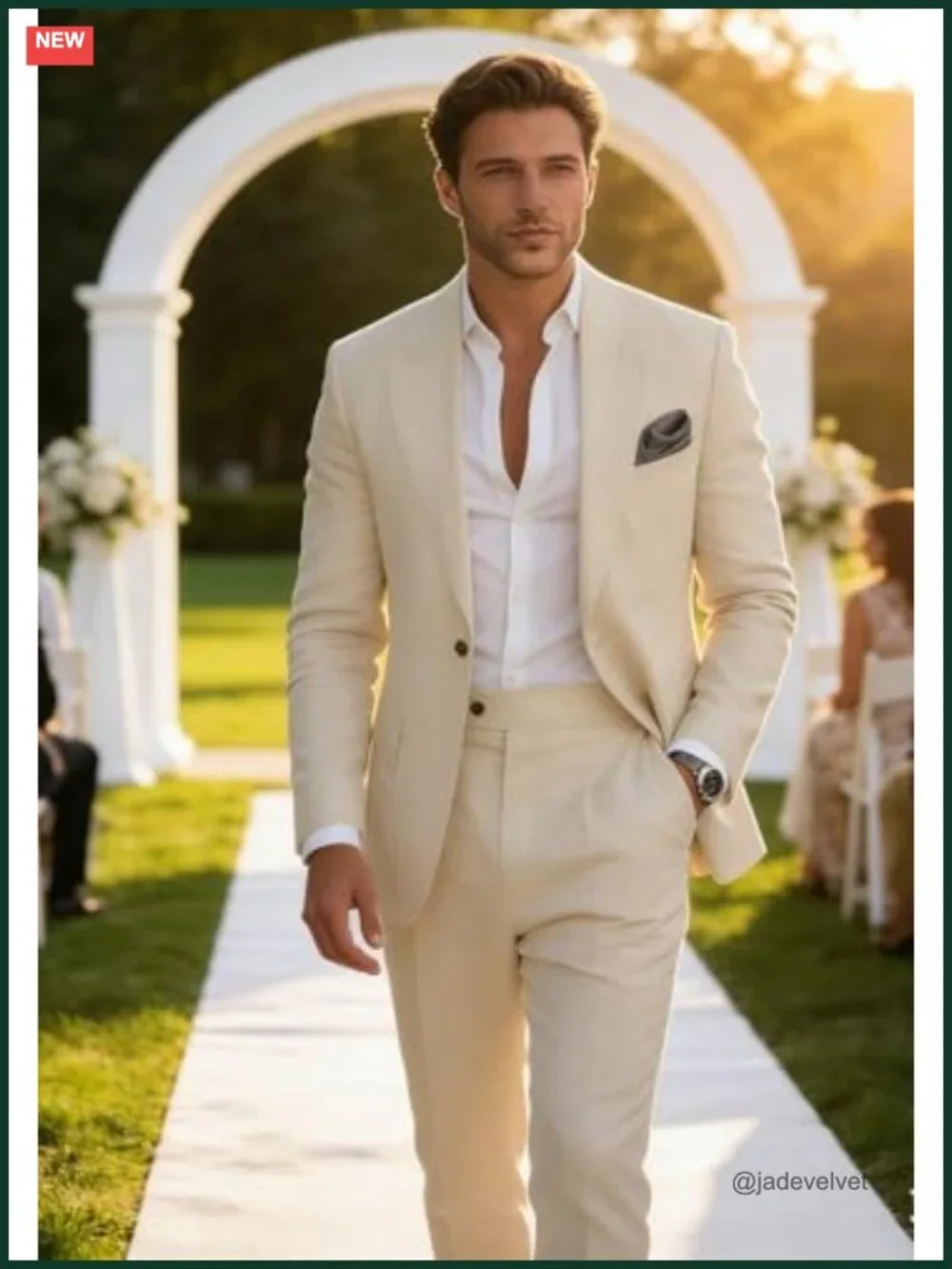 Men's 2 Piece Linen Suit Lightweight Summer Beach Wedding